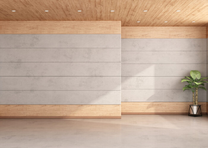 solid wall panels with a mixed wooden and milky appearance